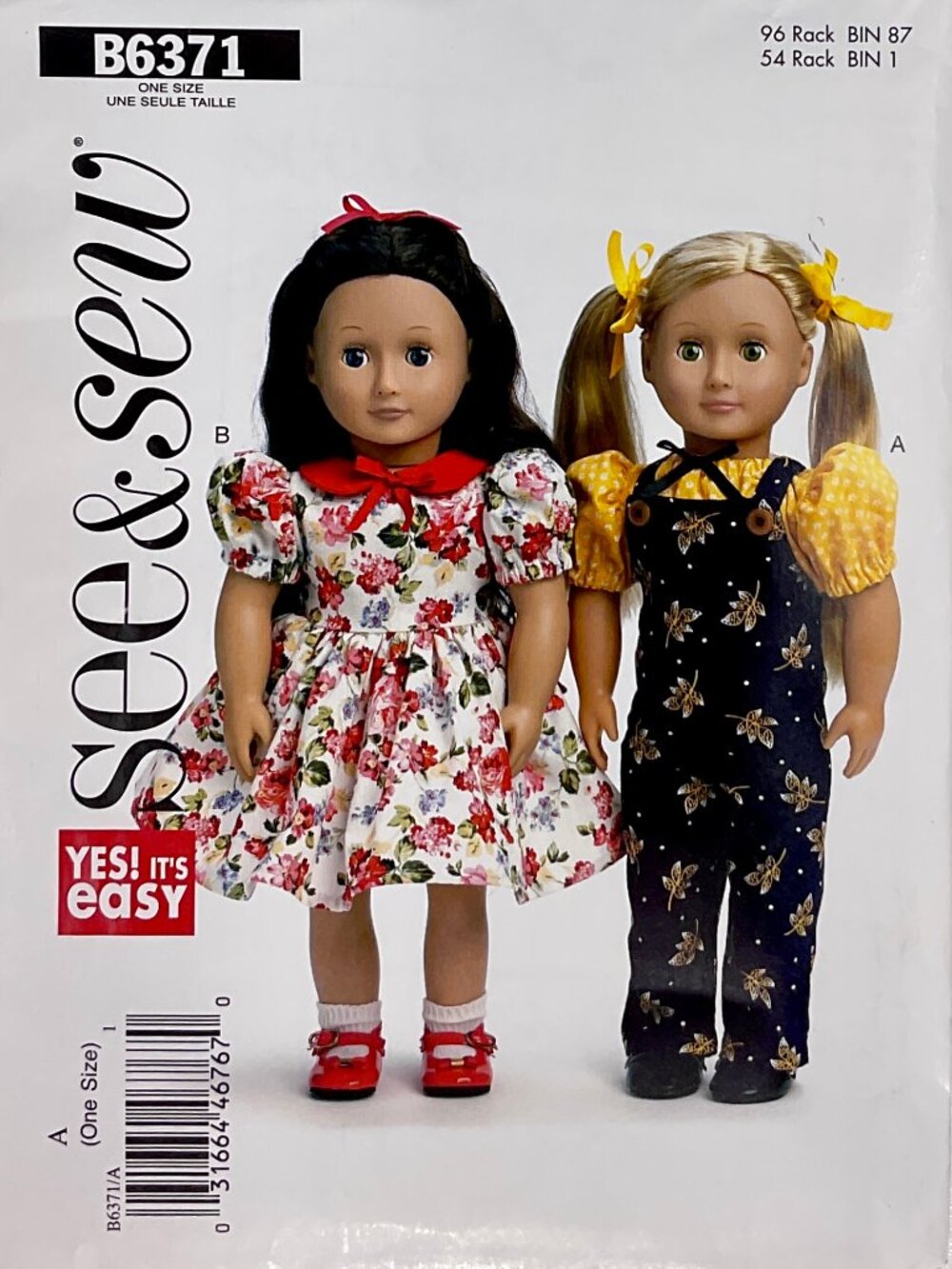 Butterick B6371 18" Doll Clothes American Girl Sewing Pattern Uncut Easy See&Sew